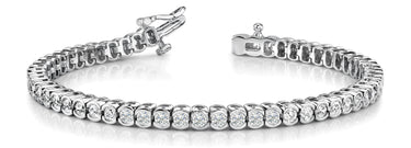 Half Bezel In Line Tennis Bracelet – Radiant Lab Diamond Tennis Bracelet in 18K Gold | Just Brilliant