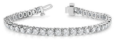 4 Prong In Line Tennis Bracelet – Radiant Lab Diamond Tennis Bracelet in 18K Gold | Just Brilliant