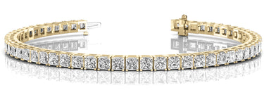 Cushion Shape Prong Set Inline Tennis Bracelet – Cushion Lab Diamond Tennis Bracelet in 18K Gold | Just Brilliant – detail...