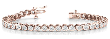 Bezel Set In Line Tennis Bracelet – Lab Diamond Tennis Bracelet in 18K Gold | Just Brilliant – close-up view