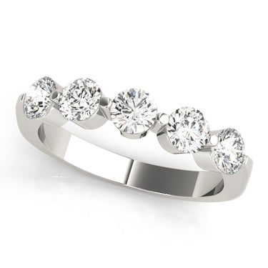 5-Stone Single Shared-Prong Wedding Band – Radiant Lab Diamond Wedding Band in 18K Gold | Just Brilliant