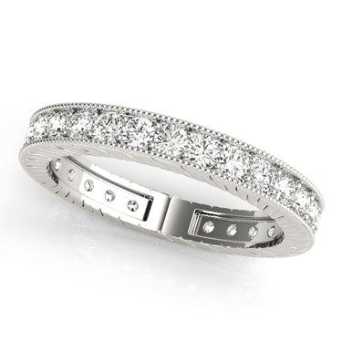 Eternity Milgrain Prong In Channel Wedding Band – Radiant Lab Diamond Eternity Band in 18K Gold | Just Brilliant