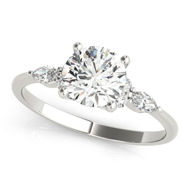 Marquise & Round Accented Engagement Ring – Marquise Lab Diamond Engagement Ring in 18K Gold | Just Brilliant