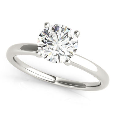 4 Prong Hidden Halo Design Engagement Ring - 18K White Gold, Size 7.0 (Setting Only)