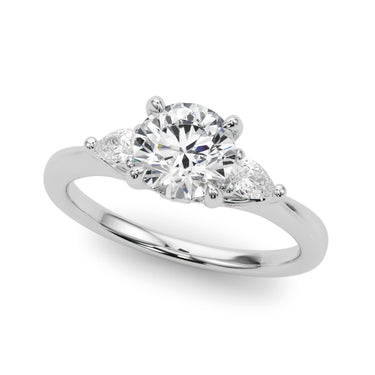 3-Stone Round & Pear Shape Engagement Ring – Pear-Shaped Lab Diamond Engagement Ring in 18K Gold | Just Brilliant