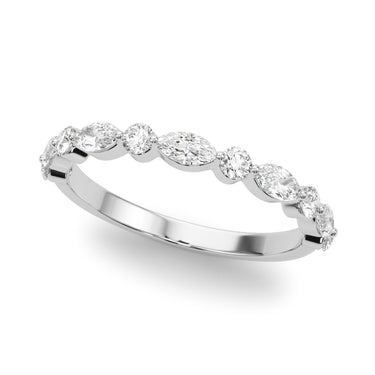 Alternating Marquise & Round Wedding Band – Marquise Lab Diamond Wedding Band in 18K Gold | Just Brilliant
