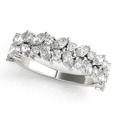 Alternating Marquise & Round 2-Row Band – Marquise Lab Diamond Band in 18K Gold | Just Brilliant