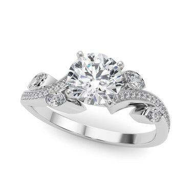 Marquise Petal Side-Stone Engagement Ring - 18K, Size 7.0 (Setting Only)