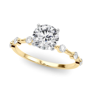 Single Shared Prong Design Engagement Ring - 18K White Gold, Size 7.0 (Setting Only)