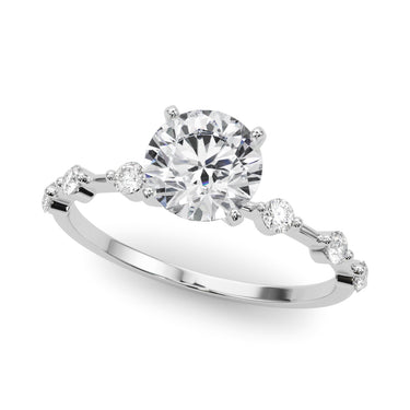 Single Shared Prong Design Engagement Ring - 18K White Gold, Size 7.0 (Setting Only)