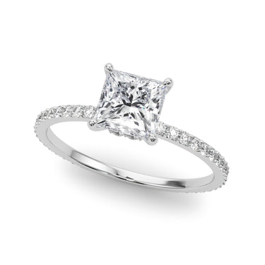 Hidden Halo Princess Cut Center Single Row – Radiant Lab Diamond Jewelry in 18K Gold | Just Brilliant