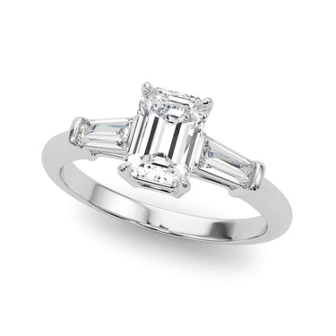 Tapered Baguette 3-Stone Emerald Cut Engagement Ring – Baguette Emerald & Lab Diamond Engagement Ring in 18K Gold | Just B...