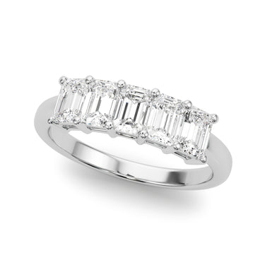 5-Stone Emerald Cut Wedding Bands – Emerald Cut Emerald & Lab Diamond Wedding Band in 18K Gold | Just Brilliant