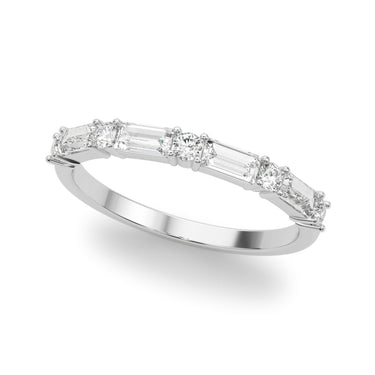 Alternating Round & Straight Baguette Wedding Band – Baguette Lab Diamond Wedding Band in 18K Gold | Just Brilliant