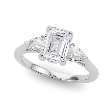 3-Stone Emerald Engagement Ring W/ Pear Sides – Pear-Shaped Emerald & Lab Diamond Engagement Ring in 18K Gold | Just Brill...