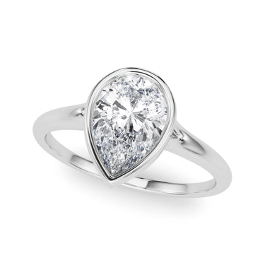 Bezel Set Pear Solitaire Engagement Ring – Pear-Shaped Lab Diamond Engagement Ring in 18K Gold | Just Brilliant