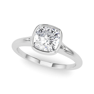 Bezel Set Cushion Solitaire Engagement Ring – Cushion Lab Diamond Engagement Ring in 18K Gold | Just Brilliant