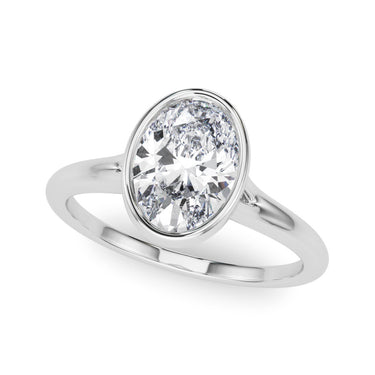 Bezel Set Oval Solitaire Engagement Ring – Oval Lab Diamond Engagement Ring in 18K Gold | Just Brilliant