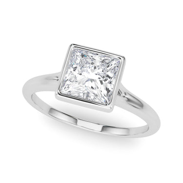 Bezel Set Princess Cut Solitaire Engagement Ring – Princess Cut Lab Diamond Engagement Ring in 18K Gold | Just Brilliant