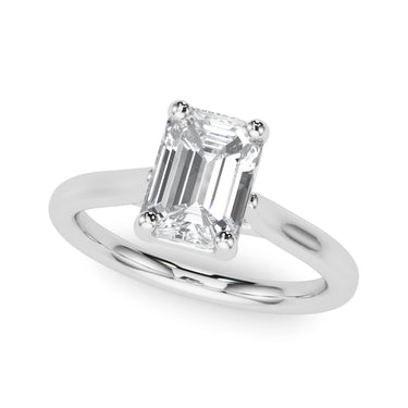 Solitaire Emerald Cut Engagement Ring – Emerald Cut Emerald & Lab Diamond Engagement Ring in 18K Gold | Just Brilliant