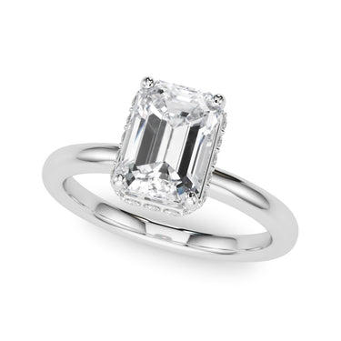 Double Hidden Halo Emerald Cut Engagement Ring – Emerald Cut Emerald & Lab Diamond Engagement Ring in 18K Gold | Just Bril...