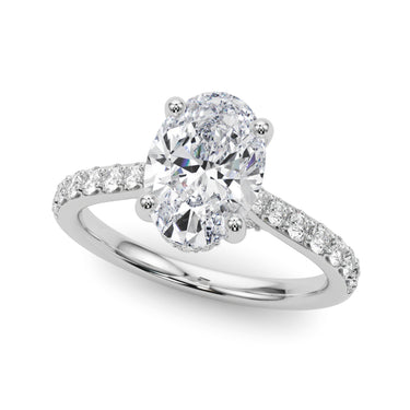 Hidden Halo Oval Engagement Ring – Oval Lab Diamond Engagement Ring in 18K Gold | Just Brilliant