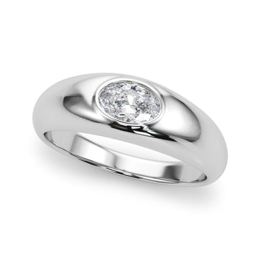Domed Bezel Set Oval Engagement Ring – Oval Lab Diamond Engagement Ring in 18K Gold | Just Brilliant