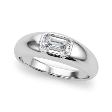 Modern Emerald Cut Bezel Set Engagement Ring – Emerald Cut Emerald & Lab Diamond Engagement Ring in 18K Gold | Just Brilliant