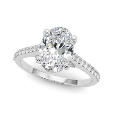 Accented Trellis Oval Engagement Ring – Oval Lab Diamond Engagement Ring in 18K Gold | Just Brilliant