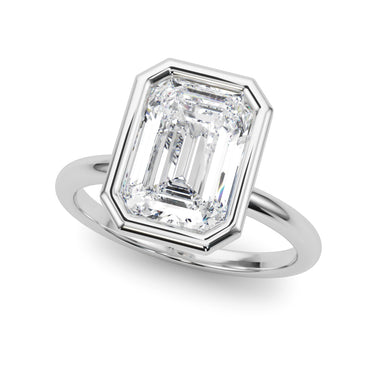 Solitaire Bezel Set Engagement Ring – Oval Emerald & Lab Diamond Engagement Ring in 18K Gold | Just Brilliant