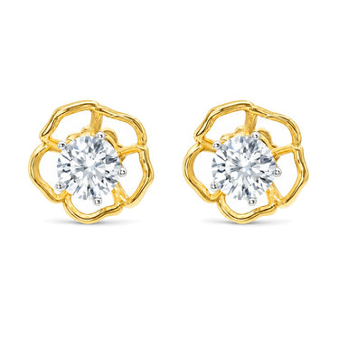 Gardenia Glow Earrings by Just Brilliant – 2ct lab diamond floral earrings in 18K white gold