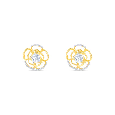 Gardenia Glow Earrings by Just Brilliant – 2ct lab diamond floral earrings in 18K yellow gold