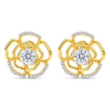 Gardenia Glow Earrings by Just Brilliant – 2ct lab diamond floral earrings in 18K yellow gold
