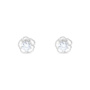 Gardenia Glow Earrings by Just Brilliant – 1ct lab diamond rose-shaped earrings in 18K yellow gold