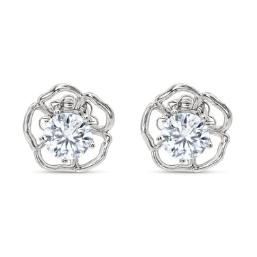 Gardenia Glow Earrings by Just Brilliant – 1ct lab diamond rose-shaped earrings in 18K yellow gold
