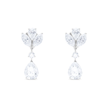 Stardust Cascade Earrings by Just Brilliant – 6.8ct pear and marquise lab diamond earrings in 18K white gold