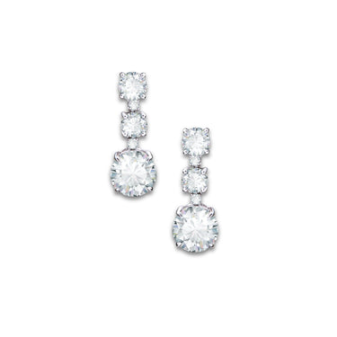 Diamond Ladder Earrings by Just Brilliant – 6.3ct ascending lab diamond drop earrings in 18K white gold