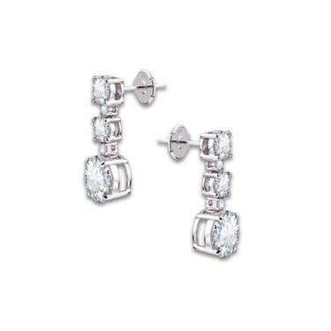 Diamond Ladder Earrings by Just Brilliant – 6.3ct ascending lab diamond drop earrings in 18K white gold – detail view