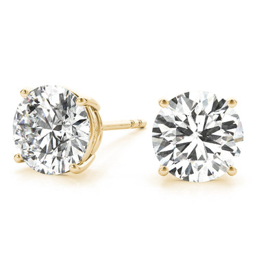 Round 4-Prong Solitaire Studs – Round Lab Diamond Stud Earrings in 18K Gold | Just Brilliant – view 8