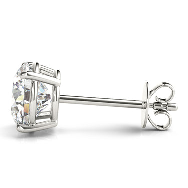 Round 4-Prong Solitaire Studs – Round Lab Diamond Stud Earrings in 18K Gold | Just Brilliant – detail view