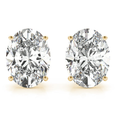 Oval Solitaire Basket Studs – Oval Lab Diamond Stud Earrings in 18K Gold | Just Brilliant – angle view