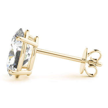 Oval Solitaire Basket Studs – Oval Lab Diamond Stud Earrings in 18K Gold | Just Brilliant – view 7