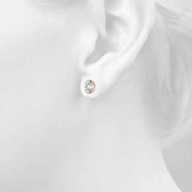 Oval Solitaire Basket Studs – Oval Lab Diamond Stud Earrings in 18K Gold | Just Brilliant – view 15