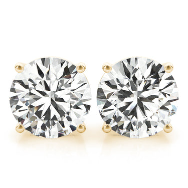 4-Prong Round Screwback Mounting – Round Lab Diamond Jewelry in 18K Gold | Just Brilliant – angle view