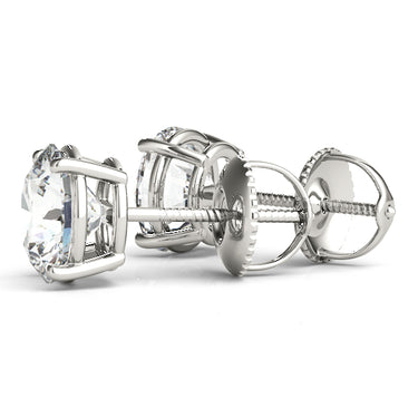 4-Prong Round Screwback Mounting – Round Lab Diamond Jewelry in 18K Gold | Just Brilliant – lifestyle view