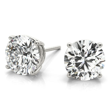 4-Prong Round Screwback Mounting – Round Lab Diamond Jewelry in 18K Gold | Just Brilliant – close-up view