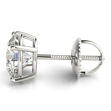 4-Prong Round Screwback Mounting – Round Lab Diamond Jewelry in 18K Gold | Just Brilliant – detail view