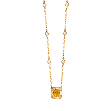 Golden Halo Pendant by Just Brilliant – 8.5ct fancy yellow lab diamond pendant in 18K yellow gold