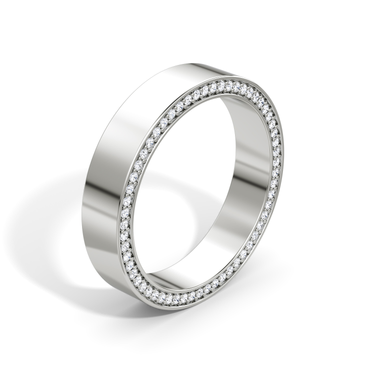 Just Brilliant pavé border band, 18K White Gold, upright view