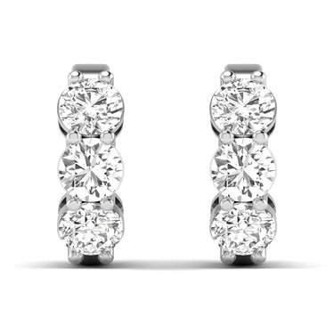 Lgd 3-Stone Huggie Earrings – Radiant Lab Diamond Earrings in 18K Gold | Just Brilliant